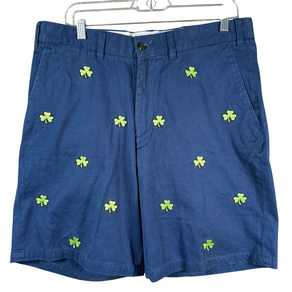 Castaway Nantucket Island Shorts Mens 34 Blue Shamrock Embroidered Chino Preppy